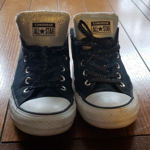 Black and Silver Low Cut Converse